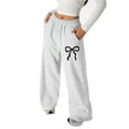 thumbnail image 2 of Shadoumai Girls Sweatpants Wide Leg Drawstring Baggy Pants Straight Leg Athletic Trousers with Pockets Size 5-14, 2 of 4