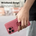 thumbnail image 3 of for iPhone 16 Pro Magnetic Phone Case with Wristband, Magnetic Case [Support Wireless Charging] PU Leather Hard PC Slim Shockproof Anti-Fingerprint Protective Cover for iPhone 16 Pro, Red, 3 of 9