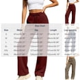 thumbnail image 3 of LEAVINGSUO Wide Leg Sweatpants for Women Drawstring Elastic Waist Side Flap Pocket Work Pants Straight cut Casual Trousers Wine XL, 3 of 9
