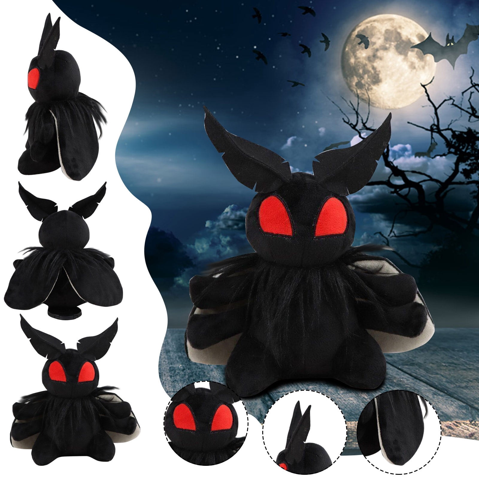 Peluche Mothman Porte-clés Avec Ailes - Déco Chambre Créative, Noir
