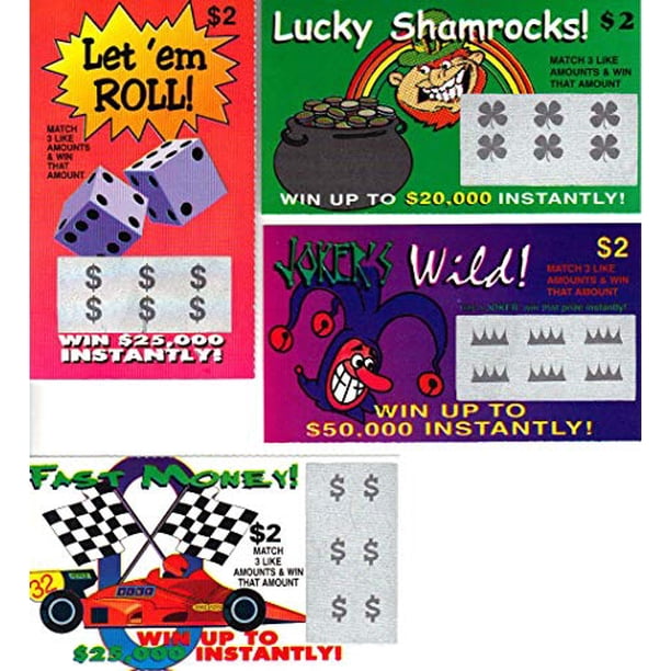 Boletos de lotería falsos (paquete de 30), boletos de lotería ganadores falsos, 6 diseños de boletos de rascar falsos, paquete al por mayor real al por mayor para bromas de regalos de broma TheGag 81338600