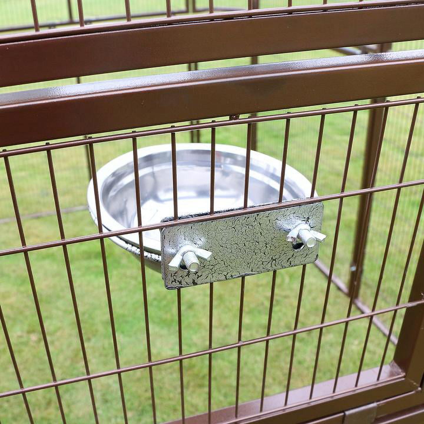 Walk in Iron Aviary Large Bird Cage Heavy Duty Pet Parrots Poultry House Brown