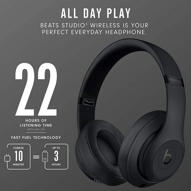 Beats Studio 3 Wireless Headphones Matte Black (Latest Model)