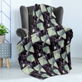 thumbnail image 4 of Floral Soft Flannel Fleece Throw Blanket, Geometric Soft Shapes with Flower Silhouettes Spring Summer Print, Cozy Plush for Indoor and Outdoor Use, 50" x 60", Pale Green Slate Blue, by Ambesonne, 4 of 5