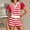 Red, variant on Women's Shorts Suits 2 Piece Striped Ruffle Short Sleeve Polo V Neck Shirts Outfits Lightweight Summer Casual Vacation Loose Sets