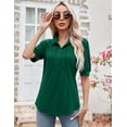 thumbnail image 4 of ZHENWEI Women's V Neck Short Sleeve Polo Shirts Button Down Collared Tops Loose Casual Tunic Blouses, 4 of 7
