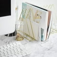 thumbnail image 3 of TACYKIBD 2 Pcs Magazine Holder,Newspapers Holder,Letters Storage,Desktop File Sorter Organizer Triangle Bookshelf Decor Home Office,Gold, 3 of 12