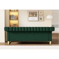 thumbnail image 4 of Modern Cream Velvet Sofa with Gold Accents - Sleek Channel-Tufted Design, 3-Seat Living Room & Office Couch with Gold Leg Base for Easy Cleaning, 4 of 9