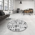 thumbnail image 4 of Ahgly Company Tapis Rond Lavable en Machine Intérieur Transitionnel Gris, 3 Pieds Rond, 4 of 7