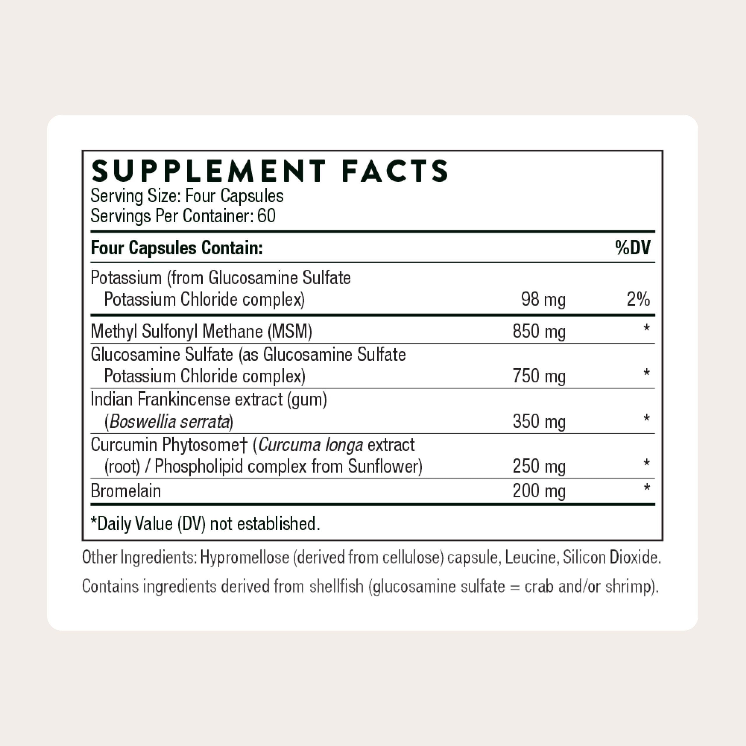 THORNE - Joint Support Nutrients - Glucosamine and MSM with Curcumin, Bromelain, and Boswellia for Joint Support* - 240 Capsules