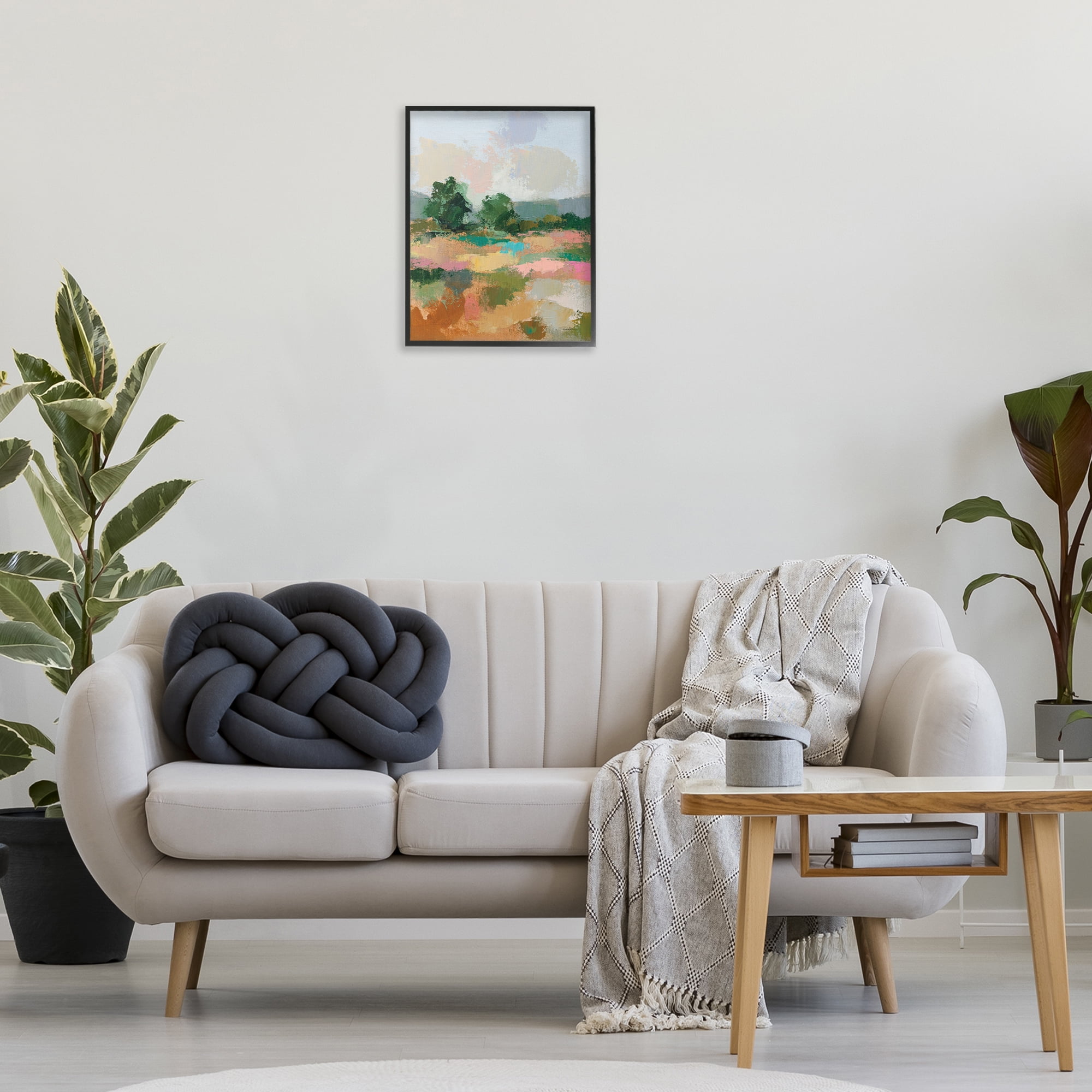 Stupell Industries Abstract Spring Landscape Landscape Painting Black Framed Art Print Wall Art, 16 x 20