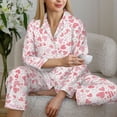 thumbnail image 5 of KLL Cute Hand Drawn Hearts Print Women's Long Sleeve Pajamas with Pants Sleepwear Loungewear 2 Set-XX-Large, 5 of 7