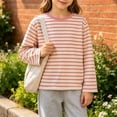 thumbnail image 4 of VIPOIN Striped Long Sleeve Shirt for Kids, Crewneck Casual Soft Daily Top, Sizes 2-12 Years, 4 of 6