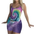 thumbnail image 2 of PNTUTB Women's Fashion Two-piece Tie Dye Print Spaghetti-strap Top and Shorts Comfortable Homewear Pajamas Set, 2 of 6