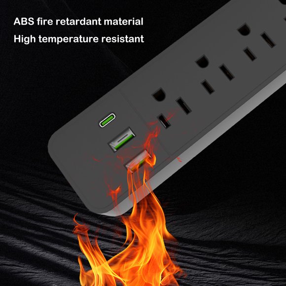 Regleta multienchufe con cable de extensión de 2 metros, estación de carga USB de escritorio con múltiples tomas de corriente, regleta de enchufe plano de pared para oficina, dormitorio y hogar.