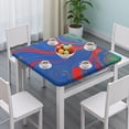 thumbnail image 3 of Blue Red Gold Marble Pattern Square Fitted Tablecloth with Elastic Edge,Square Table Cover,Washable Elastic Table Cover for Home Kitchen Party Decor 36"x36", 3 of 6