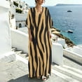 thumbnail image 4 of Dvprdro Womens Casual Beach Maxi Dress V Neck 3/4 Sleeve Moire Print Side Slit Loose A Line Flowy Bohemian, 4 of 8