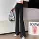 thumbnail image 3 of Pantalones casuales divididos para mujer, pantalones adelgazantes de cintura alta con letras y caída de seda de hielo, pantalones de pierna ancha de moda para primavera y verano, 3 of 6