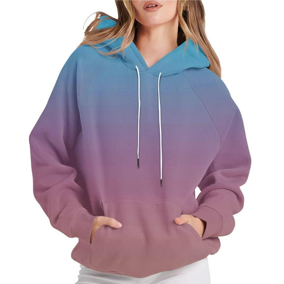 cocolona Womens Hoodies Long Sleeve Drawstring Oversized Hooded Sweatshirts Fall Winter Fashion Casual Gradient Pullover Tops with Pocket
