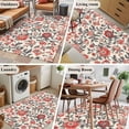 thumbnail image 5 of 3'x5' Area Rugs, Red Black Floral Indoor Outdoor Area Rug for Living Room Bedroom, Vintage Watercolor Flower Leaf Plant Washable Bathroom Rugs Kitchen Floor Carpet Mats Home Decor Aesthetic, 5 of 8