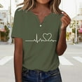 thumbnail image 5 of Tittly T Shirts for Women Spring Tops for Women Women's Short Sleeved T Shirt V Neck Top Fashionable Casual Short Sleeved Shirt Graphic Tees Tshirts Shirts Green XXL, 5 of 7