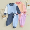 thumbnail image 2 of Girl Clothes Girls Sets Baby Girl Clothes Toddler Girl Outfits Sweatshirt Shirt Pants Cute Outfit Set Baby Girl Fall Winter Clothes Blue 0-3 Months, 2 of 7