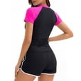 thumbnail image 5 of uvwlwu Women Half Zip Color Block Rash Guard Two Piece Swimsuit with Shorts,S, 5 of 5