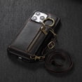 thumbnail image 3 of Funda de cuero con correa para el hombro para iPhone, funda de lujo con cremallera para tarjetas, 11, 12, 13, 14, 15, 16 Pro Max Plus, funda con cordón para teléfono, 3 of 5