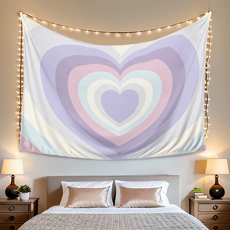 Aesthetic Tapestry For Girl Bedroom Heart Shaped Hippie Wall Decor Tapestries Tapestry Wall Hanging for Home College Dorm Living Room Woman Teen Girls Room Art Walmart