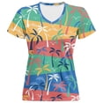 thumbnail image 2 of Womens Summer Hawaiian T Shirts Short Sleeve V-Neck Y2K Tops 2026 Basic Casual Graphic Print Tee, 2 of 4