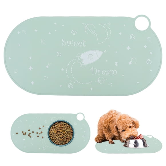Decodeary Wide Application Silicone Food Mat Waterproof And Tear-Resistant Cats Bowl Mat 1Set