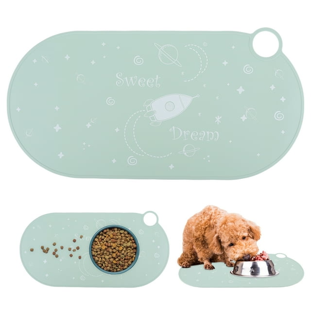 Decodeary Tapis Alimentaire en Silicone Grand Application Imperméable et Résistant aux Déchirures Tapis de Bol pour Chats 1Ensemble