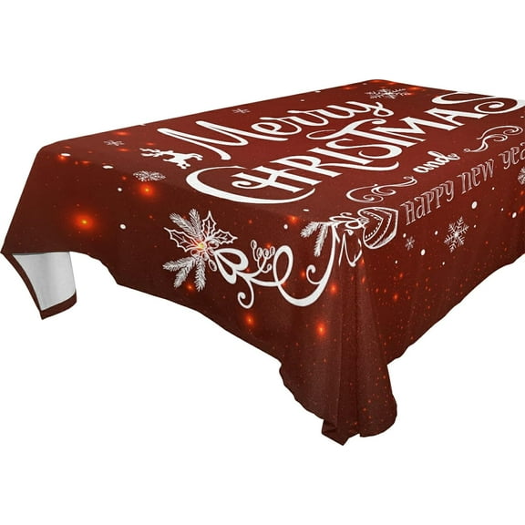 SKYSONIC Christmas Snowflake Tablecloth Waterproof Washable Polyester Square Table Cover Durable Tablecloth for Kitchen Dining Table Party Decor (60 X 120 Inch)