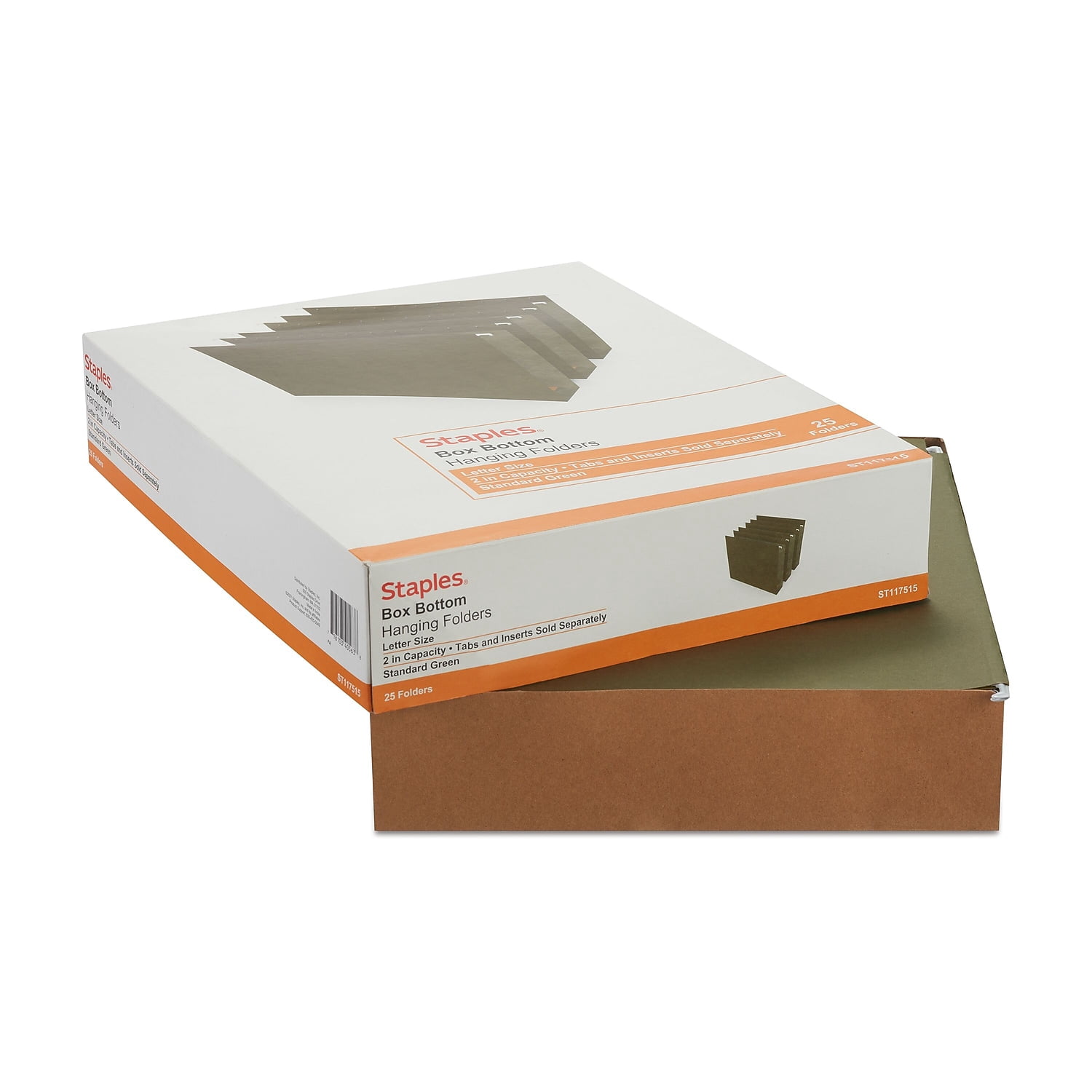 Staples Box Bottom Hanging File Folder 2" Expansion Letter Size Standard Green 50/Carton
