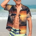 thumbnail image 5 of Lsque Sunset Dancing Dolphin pattern Hawaiian Shirt for Men, Unisex Summer Beach Casual Short Sleeve Button Down Shirts-Large, 5 of 9