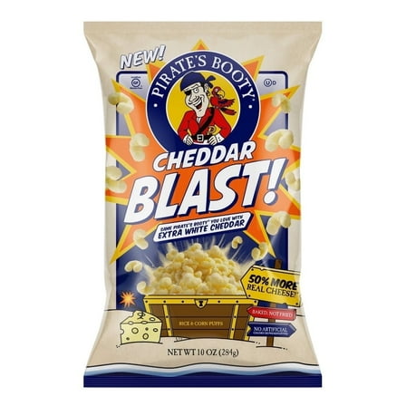 Pirate's Booty Rice & Corn Puffs Cheddar Blast - 10 oz Pack of 2