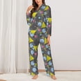 thumbnail image 2 of Honeii Geometric print Women's Pajama Sets Long Sleeve Button Down Sleepwear Nightwear Soft Pjs Lounge Sets-Medium, 2 of 7