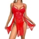 thumbnail image 1 of Gibobby conjunto de bragas Lencería de malla con estampado de moda para mujer, lencería de encaje, conjunto de dos piezas, ropa interior Sexy con vestido de lencería con Tanga(Rojo, L), 1 of 5