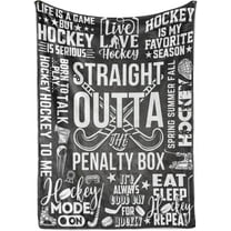 Hockey Gifts for Boys Men, Bed Flannel Blankets Throws 50*60 for Christmas, Hockey Gifts for Boys 8-12 - Black - Straight Outta The Penalty Box