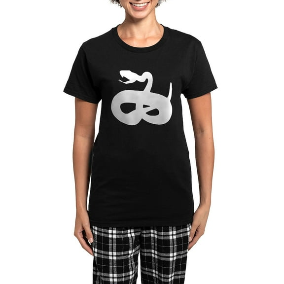 CafePress - White Snake Women's Dark Pajamas - Women's Short Sleeve Print T-Shirt and Pants Dark Cotton Pajama Set