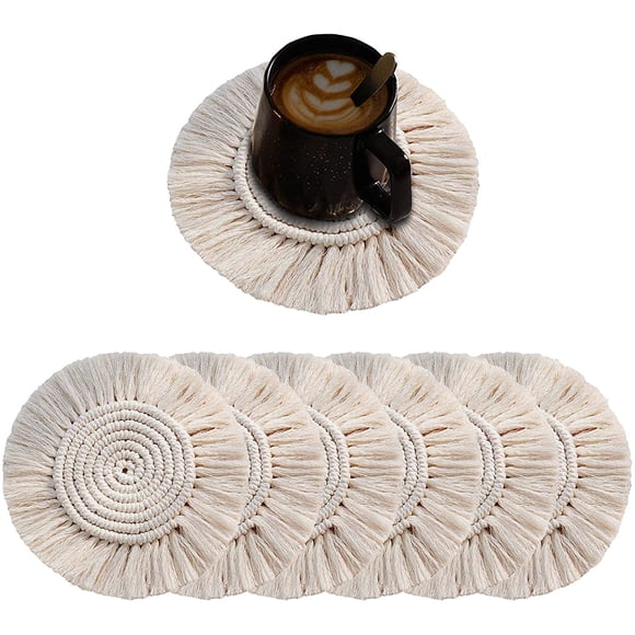 Elegant Stylish Design Macrame Coasters, Boho Home Decor With Unique Custom Dyed, Functional Drink Coasters For Wide Application, Non-Slip Heat Resistant Placemats, Easy Storage,