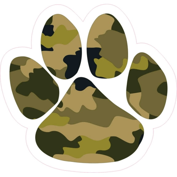 4.75in x 5in Camouflage Paw Print Bumper Sticker Vinyl Vehicle Stickers