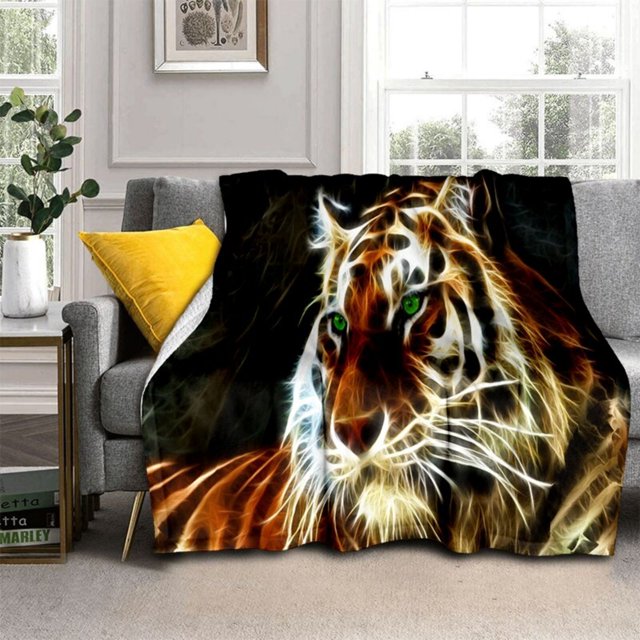 Flannel Blanket Animal Tiger Lion Printed Cover Blanket Character Travel Portable Blanket
