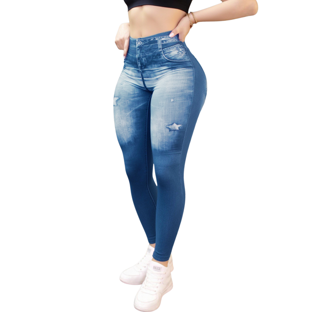 Leggins Mujer Mezclilla Unitalla Faja Alta Estilo Pantalón Mezclilla