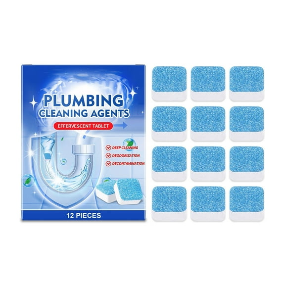 Neorosiri Pipe Clog Deodorizing Cleaning Tablets - 12 Count, Effortless Dissolve for Kitchen, Bathroom, and Sewer Drains, Eliminates Dirt & Odors for a Clean Environment