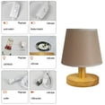 thumbnail image 5 of 3-Way Dimmable Table Lamp with Round Flaxen Fabric Shade | Solid Wood Base | LED Bulb Included | Nightstand & Bedroom Lighting for Living Room, Office & Dorm, 5 of 6