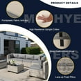thumbnail image 3 of 14-Piece Outdoor Patio Furniture Set, PE Wicker Rattan Sectional Sofa Conversation Set with Tempered Glass Table & Thick Cushions - All-Weather Garden, Backyard Furniture,Grey, 3 of 7