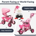 thumbnail image 6 of JMMD Baby Tricycle, 8-in-1 Folding Kids Trike with Adjustable Parent Handle, Safety Harness & Wheel Brakes, Removable Canopy, Storage, Stroller Bike Gift for Toddlers 18 Months - 5 Years, Pink, 6 of 9