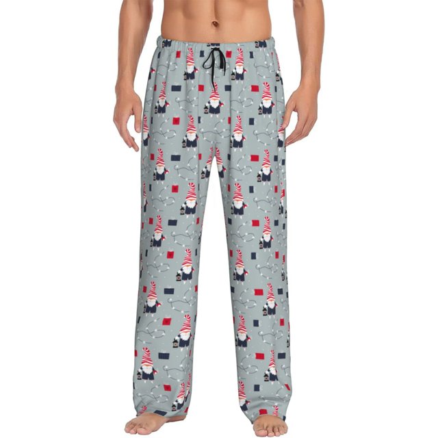 Fotbe Christmas Gnome 1 Pantalones de Pijama para Hombre, Pantalones de Dormir, Pantalones de Casa con Cintura Ajustable y Bolsillos-X-Large