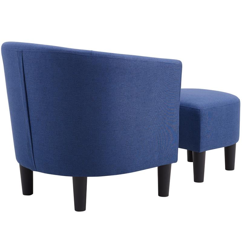 Lilola Home Camilla Blue Fabric Barrel Chair with Ottoman